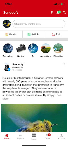 Android application Sendoofy screenshort