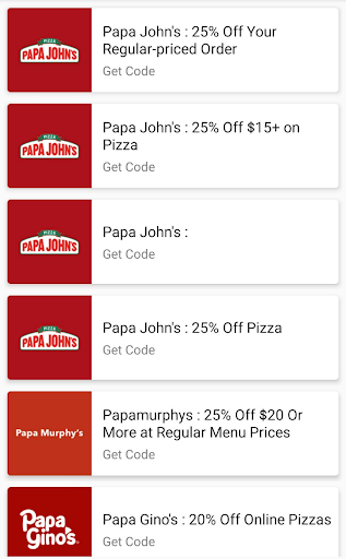Papa johns coupons  promo code