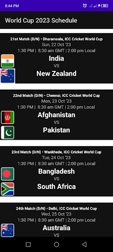 World Cup 2023 Full Schedule Screen 3