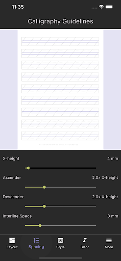 Calligraphy Guidelines Screen 3