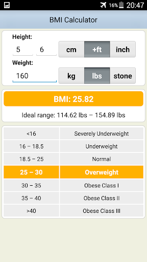 BMI Calculator Screen 2