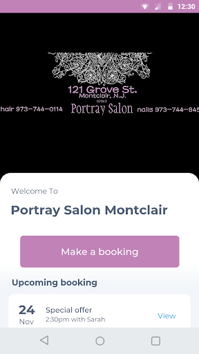 Android application Portray Salon Montclair screenshort