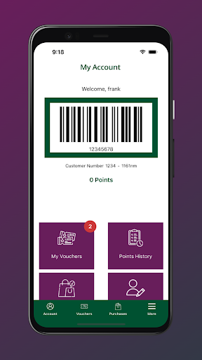 Android application Fairweather’s Rewards App screenshort