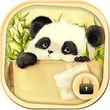 Kawaii panda bamboo theme icon