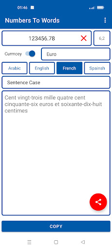 Numbers To Words (Ar/En/Fr/Es) Screen 3