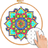 Mandala Cross Stitch Color By Number : Pixel Art icon