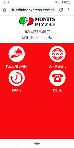 Android application Monti's Pizza Plus screenshort