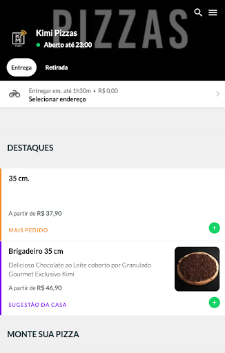 Android application Kimi Pizzas screenshort
