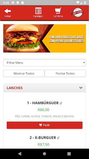 Billos Burguer Screen 2