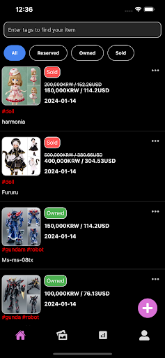 Android application OTAHub - Otaku Item Management screenshort