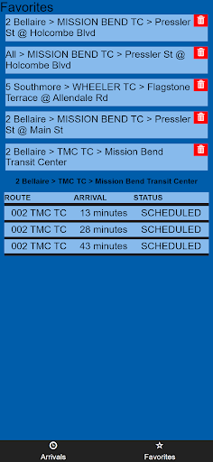 Houston METRO Bus Tracker Screen 2