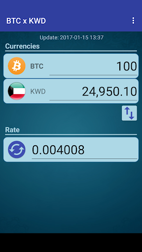 Android application Bitcoin x Kuwaiti Dinar screenshort