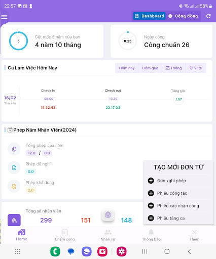 DVTech-HRM Mobile  Chấm công