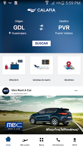 Android application Calafia Airlines screenshort