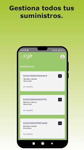 Android application CYE clientes screenshort