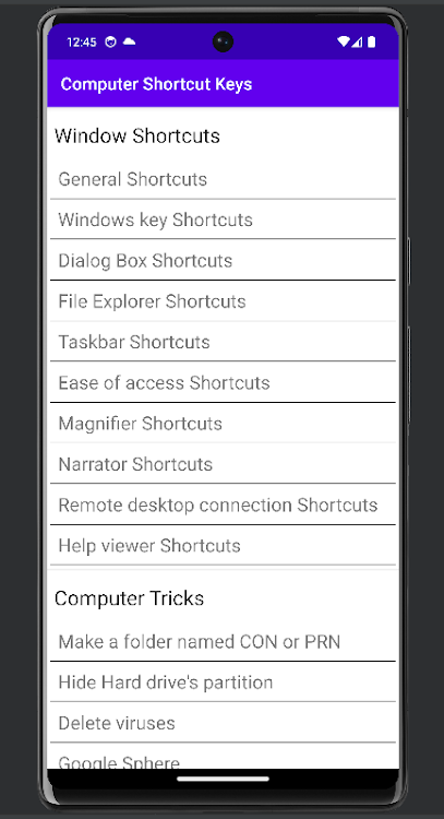 Computer Shortcut Keys - 1.0 - (Android)