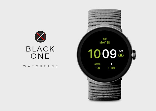 Android application Black One Watch Face screenshort