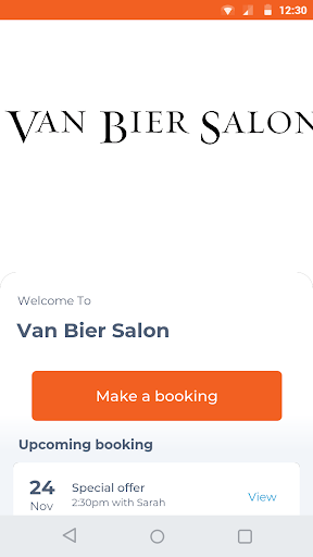 Android application Van Bier Salon screenshort