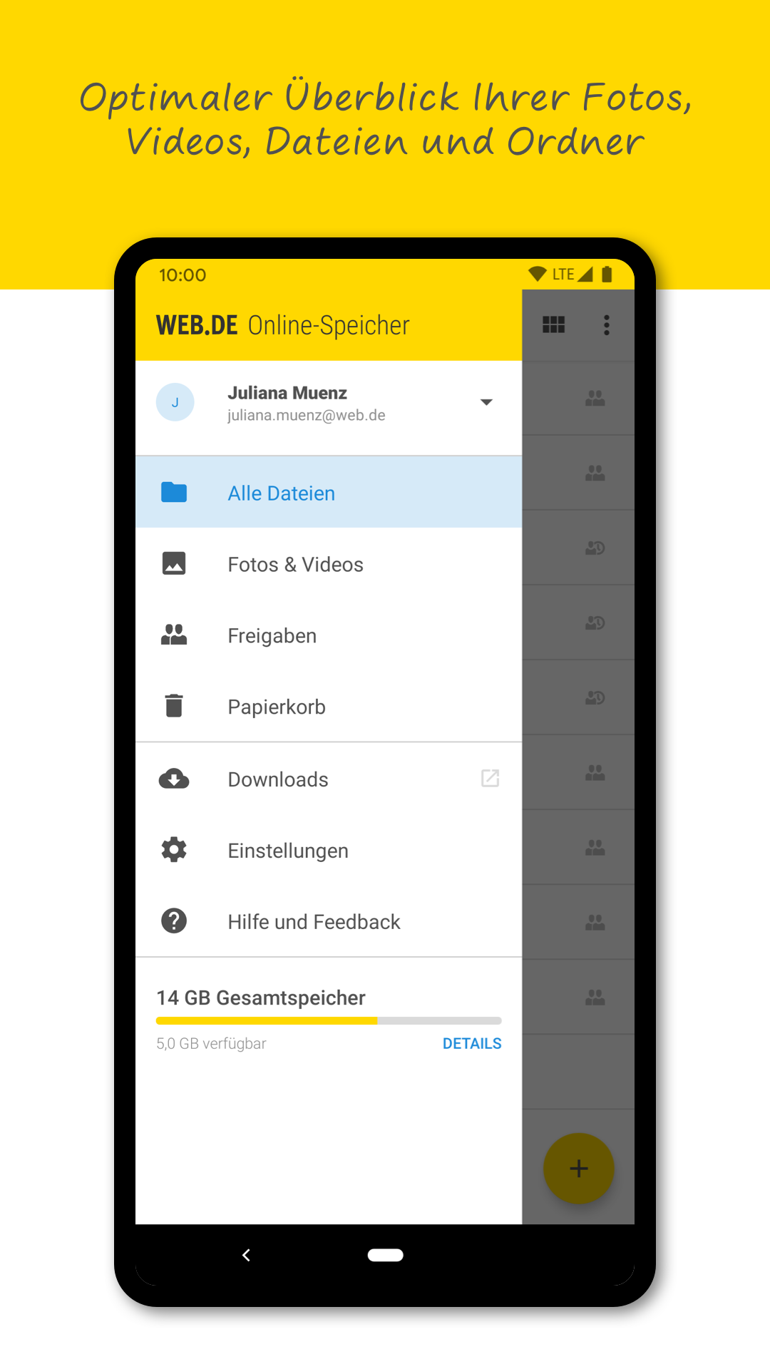 Android application WEB.DE Online-Speicher screenshort
