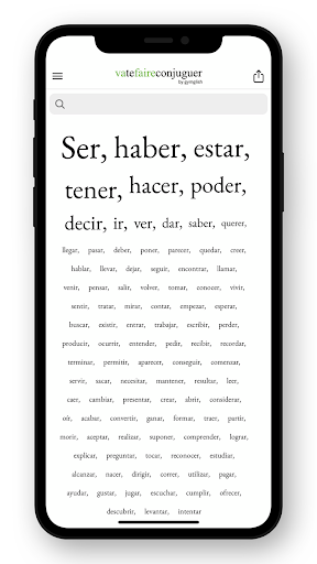 Android application Spanish conjugation screenshort