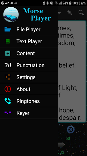 Android application Morse Player screenshort