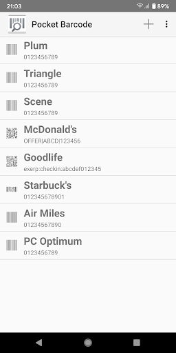 Android application Pocket Barcode screenshort