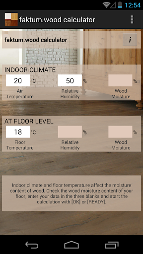 Android application faktum.wood calculator screenshort