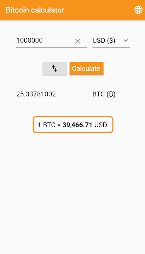 Bitcoin calculator Screen 3