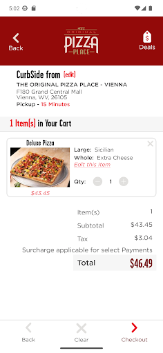 Screenshot of The Original Pizza Place