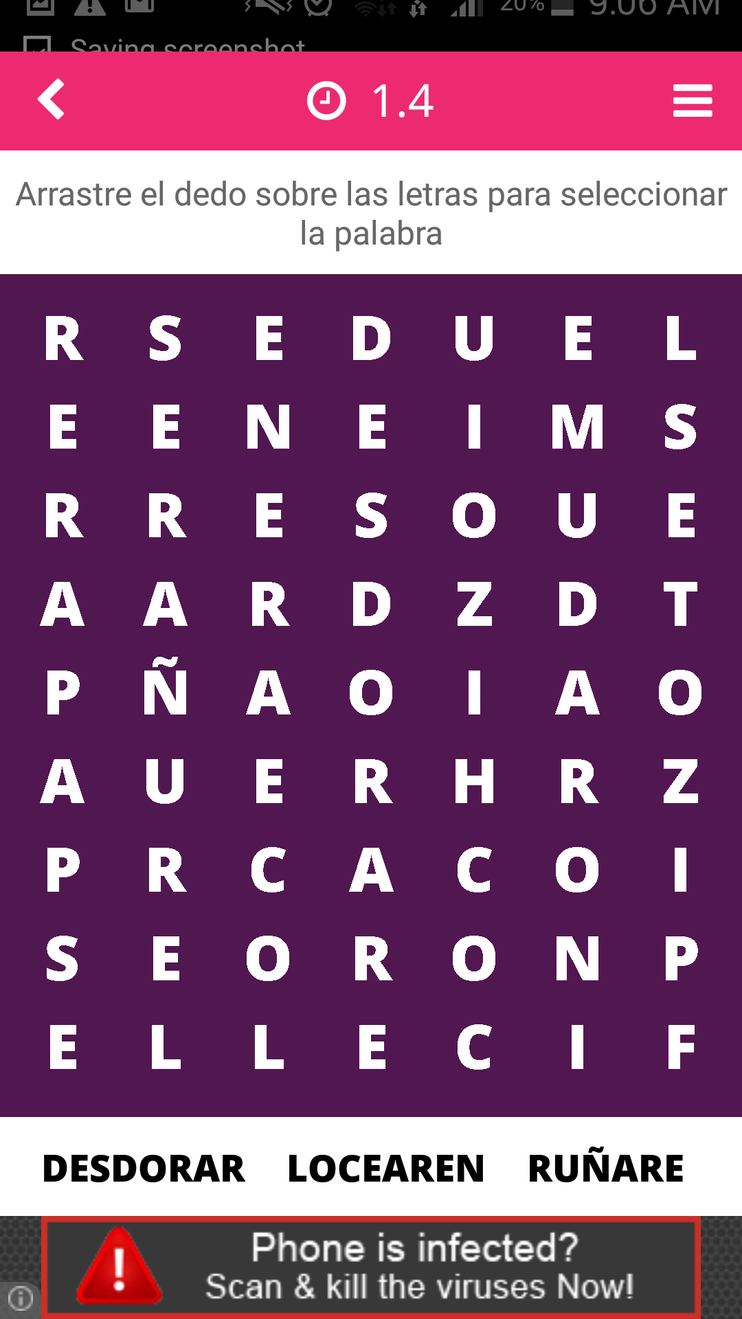 Android application Sopa de Letras Español screenshort