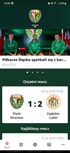 Android application WKS Śląsk Wrocław screenshort