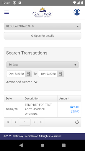 GCU Mobile Banking Screen 3