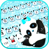 Тема для клавиатуры Blue Glitter Baby Panda