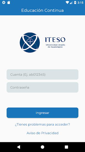 Android application Educación Continua ITESO screenshort