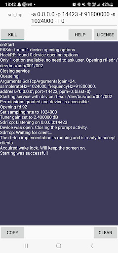 Android application RTL-SDR Blog TCP Driver screenshort