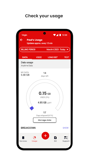 Virgin Plus My Account Screen 2