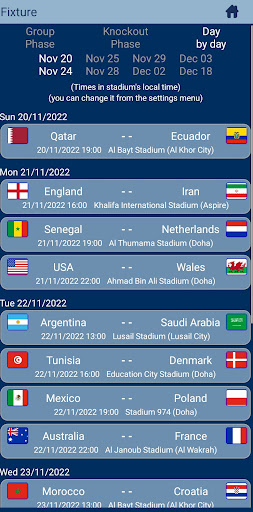 2022 World Cup Fixture & maps Screen 3