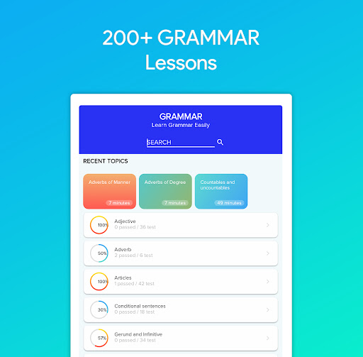 Screenshot of English Grammar: Learn & Test