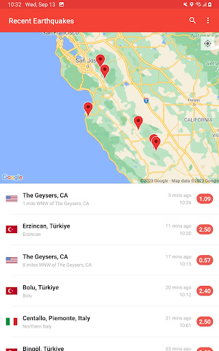 Screenshot of My Earthquake Alerts Pro