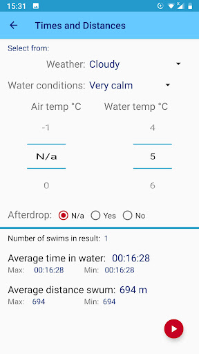 Open Water Swimming Diary Screen 2