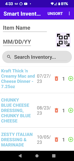 Android application Smart Inventory screenshort