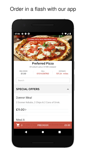 Android application Preferred Pizza screenshort