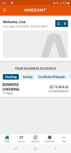 Amerant Business Mobile Screen 2