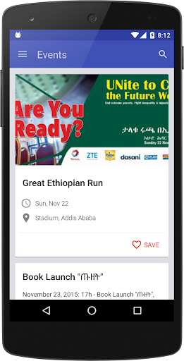 Android application Events Ethiopia screenshort
