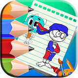 Cartoon coloring book for kids icon