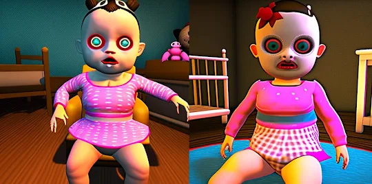 Scary Baby Girl in Yellow Home