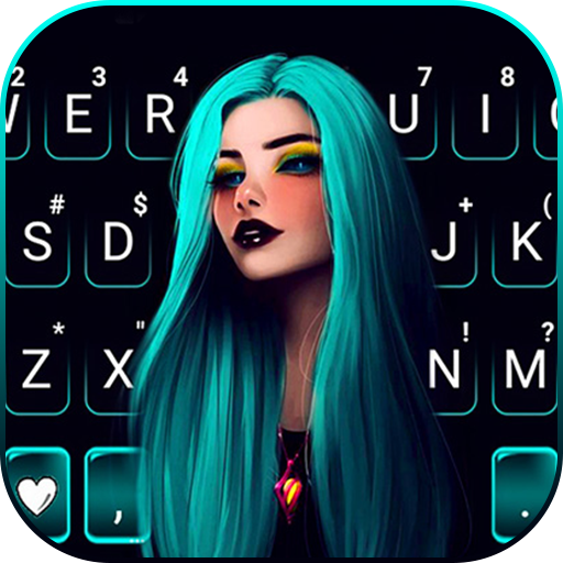 Gothic Neon Girl Keyboard Back logo