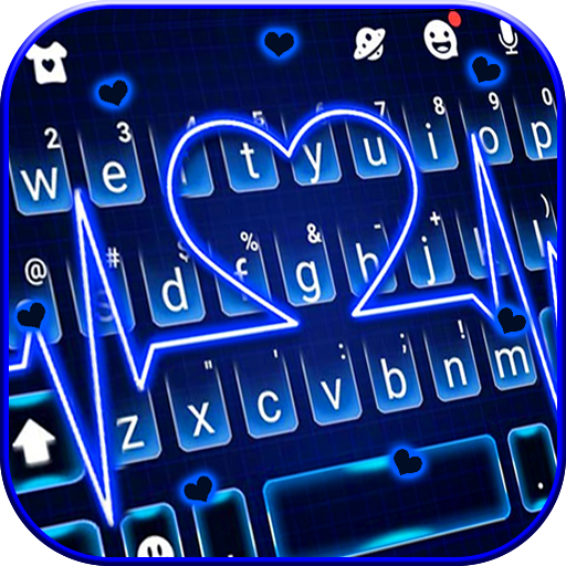 Neon Blue Heartbeat Keyboard T  Icon