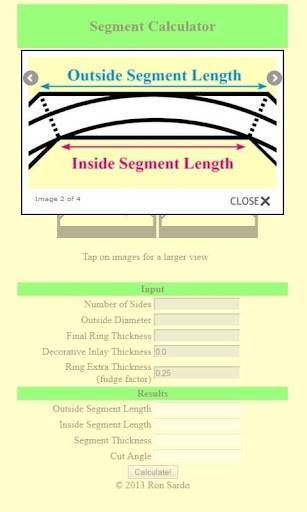 Woodturning Segment Calculator Screen 3