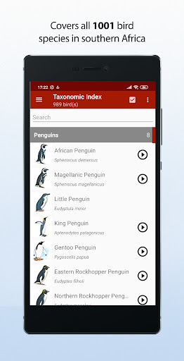 Android application Sasol eBirds Southern Africa screenshort